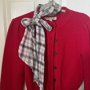 dolan Bright Red Ribbed Button Cardigan